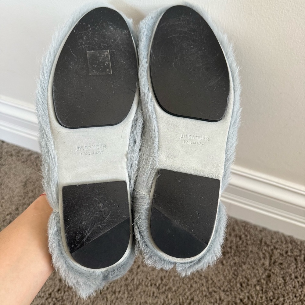 Jil Sander calf hair slipper flutty flats in ice blue - Picture 5 of 7